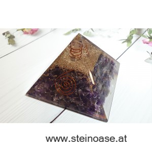 Orgonit Pyramide: Amethyst & Spirale & Herkimer Diamant, 60mm